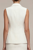 White 2 Piece Notched Lapel Single Breasted Short Work Dress