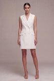 White Double Breasted Peak Lapel Short Blazer Dress