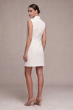 White Double Breasted Peak Lapel Short Blazer Dress