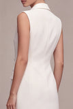White Double Breasted Peak Lapel Short Blazer Dress