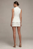 2 Piece White Notched Lapel Slim Fit Short Work Dress