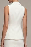 2 Piece White Notched Lapel Slim Fit Short Work Dress