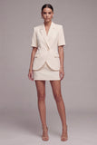 Ivory Half Sleeves 2 Piece Peak Lapel Single Breasted Work Dress