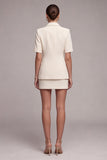 Ivory Half Sleeves 2 Piece Peak Lapel Single Breasted Work Dress