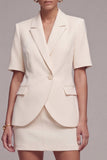 Ivory Half Sleeves 2 Piece Peak Lapel Single Breasted Work Dress