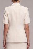 Ivory Half Sleeves 2 Piece Peak Lapel Single Breasted Work Dress