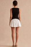 Black and White A Line Bateau Neck Mini Cocktail Dress