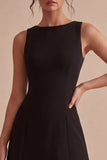 A Line Bateau Neck Simple Little Black Dress