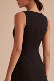 A Line Bateau Neck Simple Little Black Dress