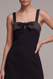 Black Bodycon Wide Straps Cocktail Dress with Bow