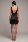 Black Bodycon V-Neck Satin Mini cocktail Dress
