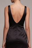Black Bodycon V-Neck Satin Mini cocktail Dress