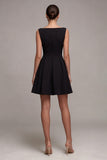 A Line Bateau Neck Simple Little Black Dress