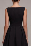 A Line Bateau Neck Simple Little Black Dress