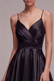 Black A Line Spaghetti Straps Mini Cocktail Dress