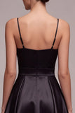 Black A Line Spaghetti Straps Mini Cocktail Dress