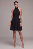 Halter A Line Little Black Dress