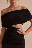 Off the Shoulder Cut Out Bodycon Little Black Dress