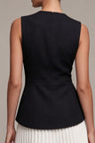 Black and White A Line Pleated Round Neck Cocktail Dress