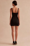 Bodycon Sheer Corset Square Neck Little Black Dress