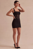 Bodycon Sheer Corset Square Neck Little Black Dress