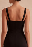 Bodycon Sheer Corset Square Neck Little Black Dress