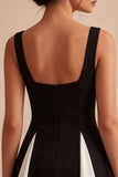 A Line Black and White Wide Straps Short Cocktail Dress