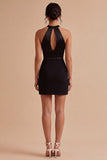 Halter Bodycon Little Black Dress with Keyhole