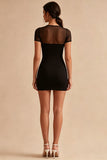 Black Short Sleeves Bodycon Mini Cocktail Dress