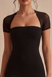 Black Short Sleeves Bodycon Mini Cocktail Dress