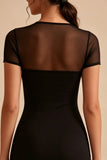 Black Short Sleeves Bodycon Mini Cocktail Dress