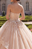 Sweetheart Champagne Ruffled Ball Gown Quinceanera Dress with Lace Up Back