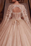 Sparkly Champagne Corset Ball Gown Quinceanera Dress with Cape Sleeves