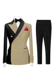 Dark Green 2 Piece Peak Lapel Double Breasted Men's Prom Suits