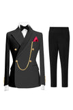 Dark Green 2 Piece Peak Lapel Double Breasted Men's Prom Suits