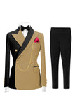 Dark Green 2 Piece Peak Lapel Double Breasted Men's Prom Suits