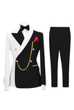 Black 2 Piece Peak Lapel Double Breasted Men's Prom Suits