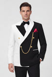 Black 2 Piece Peak Lapel Double Breasted Men's Prom Suits