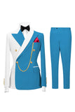 Black 2 Piece Peak Lapel Double Breasted Men's Prom Suits