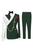 Black 2 Piece Peak Lapel Double Breasted Men's Prom Suits