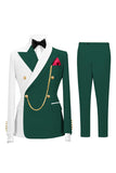 Black 2 Piece Peak Lapel Double Breasted Men's Prom Suits