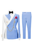 Black 2 Piece Peak Lapel Double Breasted Men's Prom Suits