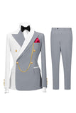 Black 2 Piece Peak Lapel Double Breasted Men's Prom Suits