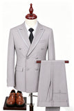 2 Piece Black Peak Lapel Double Breasted Men's Prom Suits