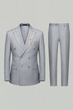 2 Piece Black Peak Lapel Double Breasted Men's Prom Suits
