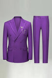 2 Piece Black Peak Lapel Double Breasted Men's Prom Suits