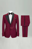 Black 2 Piece Single Breasted Peak Lapel Men's Suits