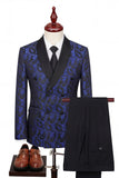 Black Jacquard 2 Piece Shawl Lapel Double Breasted Men's Wedding Suits