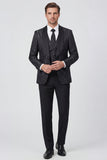 Black Shawl Lapel One Button 3 Piece Jacquard Men's Suits