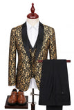 Black Shawl Lapel One Button 3 Piece Jacquard Men's Suits